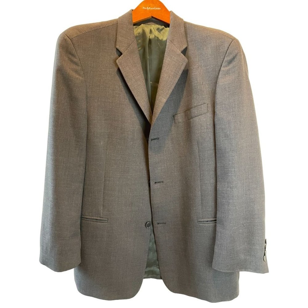 DKNY Mens Suit Blazer Coat Pure New Wool Single Breasted Long Sleeve Gray SZ 40